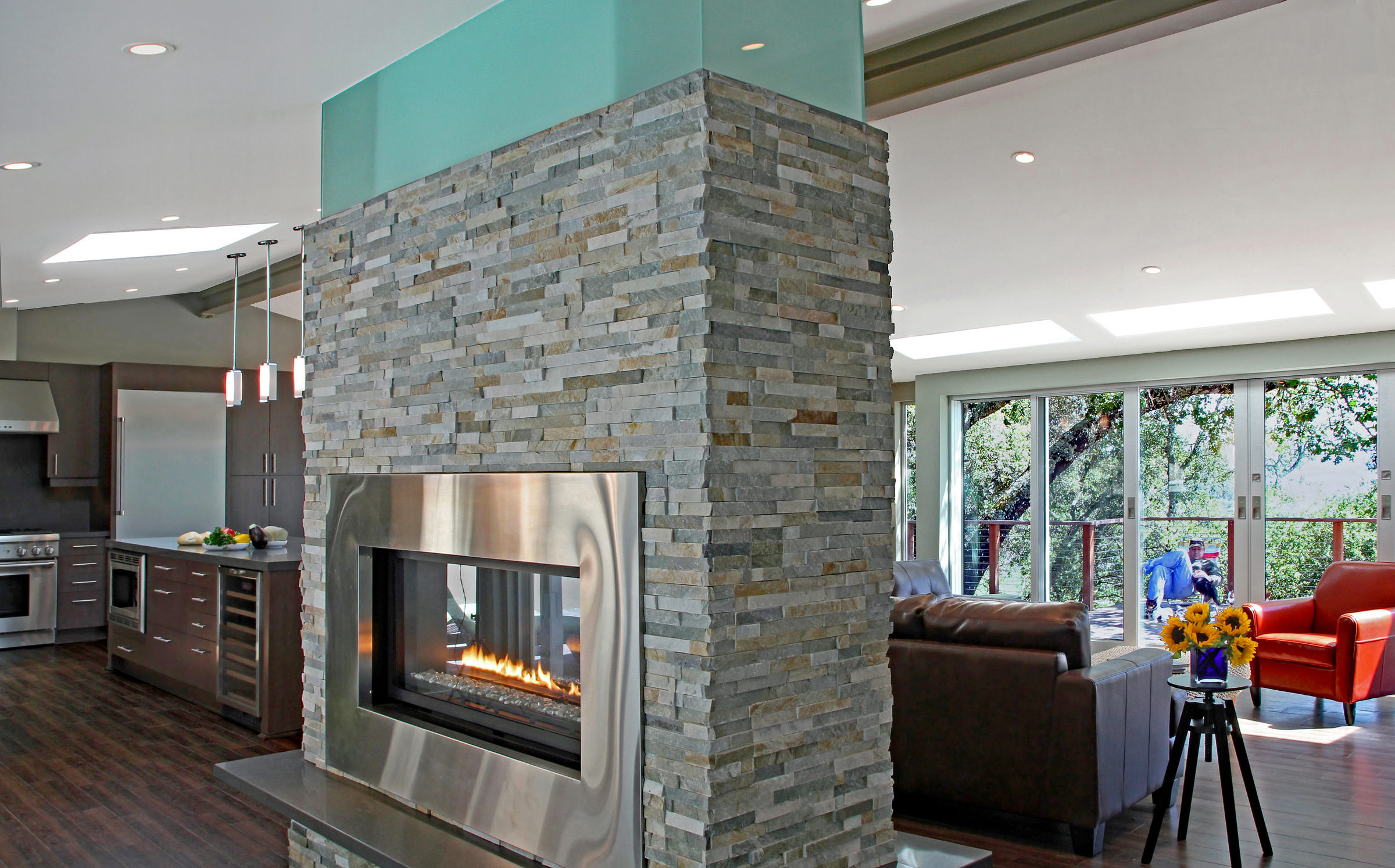 Napa-Valley-Addition-and-Complete-Home-Remodel See Through Fireplace