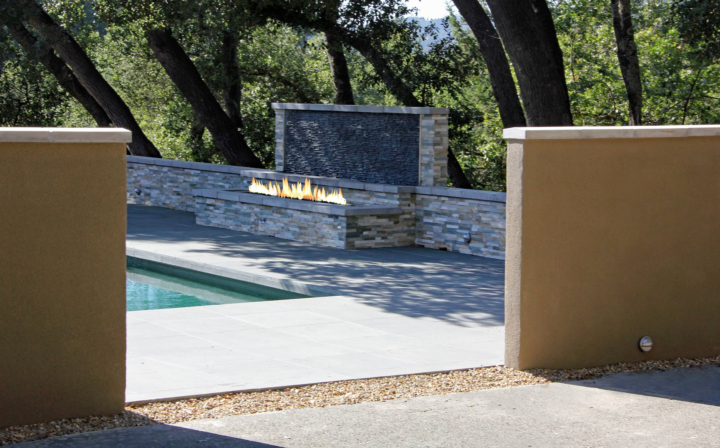 Napa-Valley-Addition-and-Complete-Home-Remodel Pool Side Fireplace